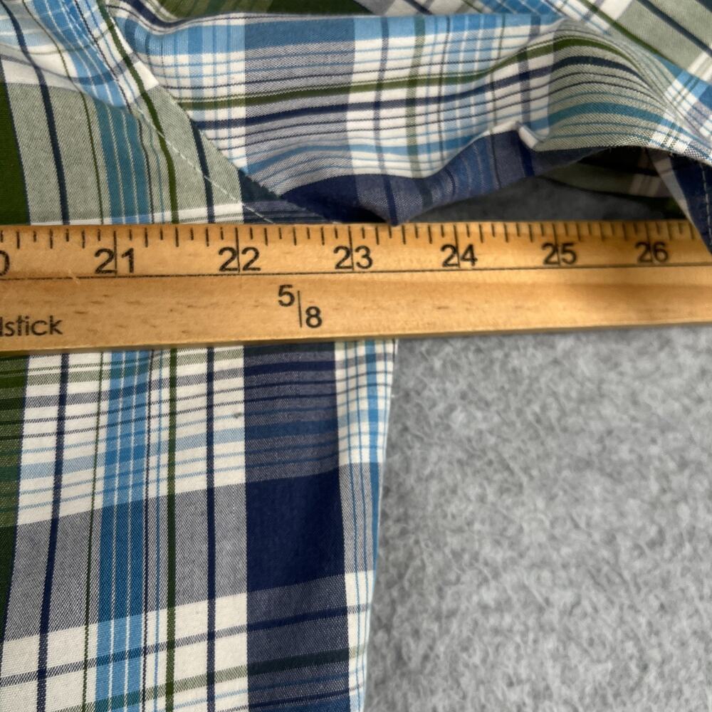 Quiksilver Plaid Shirt Green Blue Pocket beach Casual Button Up Short Sleeve L - Picture 7 of 9